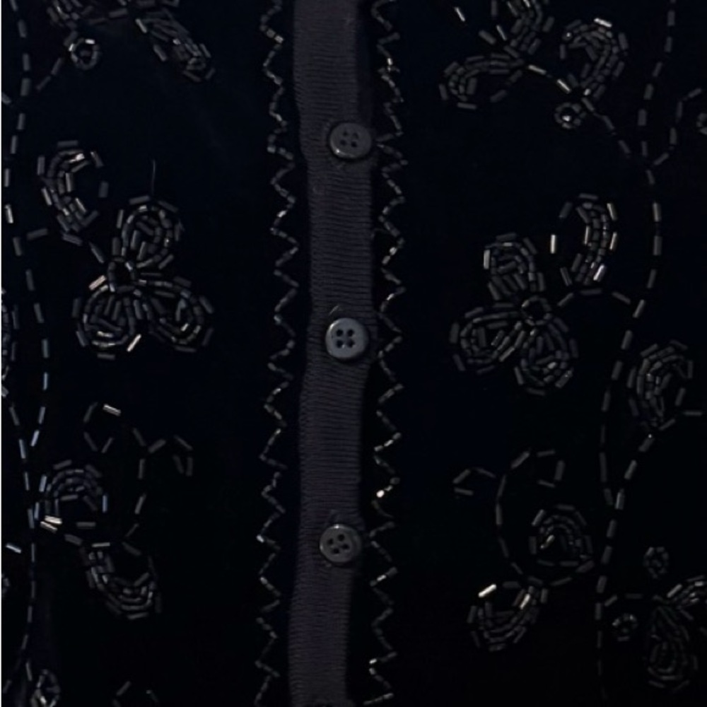 Banana Republic Black Velvet Beaded Cardigan - Picture 4 of 5